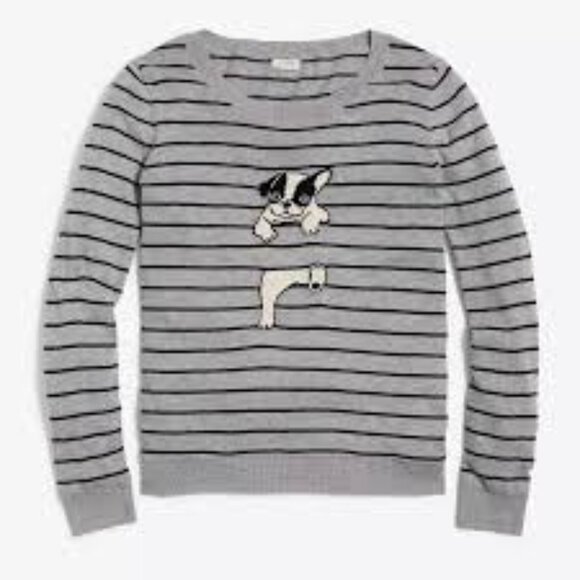 J. Crew French Bulldog Puppy Striped Sweater - Picture 1 of 7